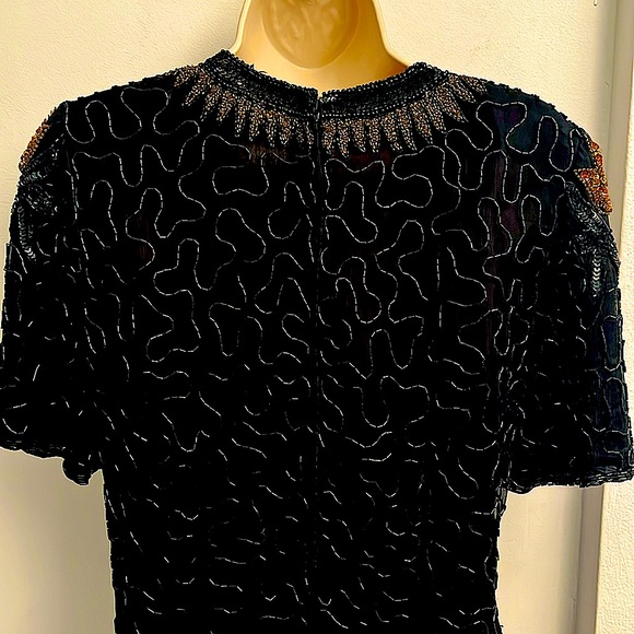 VTG beaded cocktail holiday sparkle dress - Picture 5 of 14